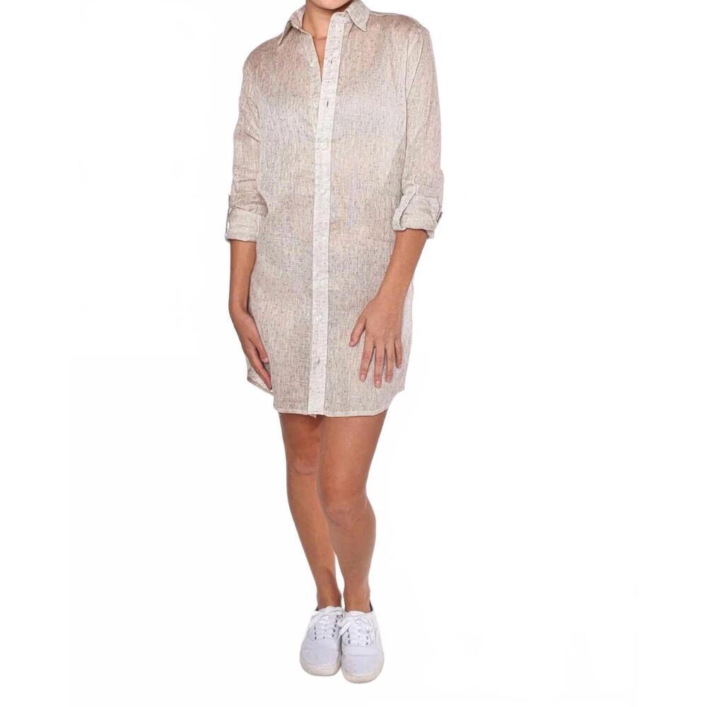 NEW EMILY PHILLIPS dot linen mini dress in gold
